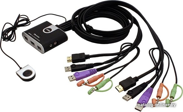 KVM-переключатель ATEN CS692-AT 2-портовый, USB, HDMI, аудио, кабельный КВМ-переключатель