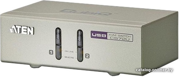 KVM-переключатель ATEN CS72U-A7, 2 порта USB (клавиатура + мышь + VGA + Audio +Mic), кабели в комплекте