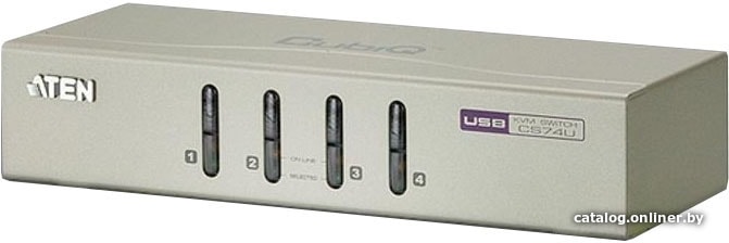 KVM-переключатель ATEN CS74U-A7, 4 порта USB (клавиатура + мышь + VGA + Audio +Mic), кабели в комплекте