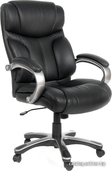Кресло Chairman 435 чёрное офисное кресло (экокожа, пластик, газпатрон 3 кл, механизм качания) 00-07020707