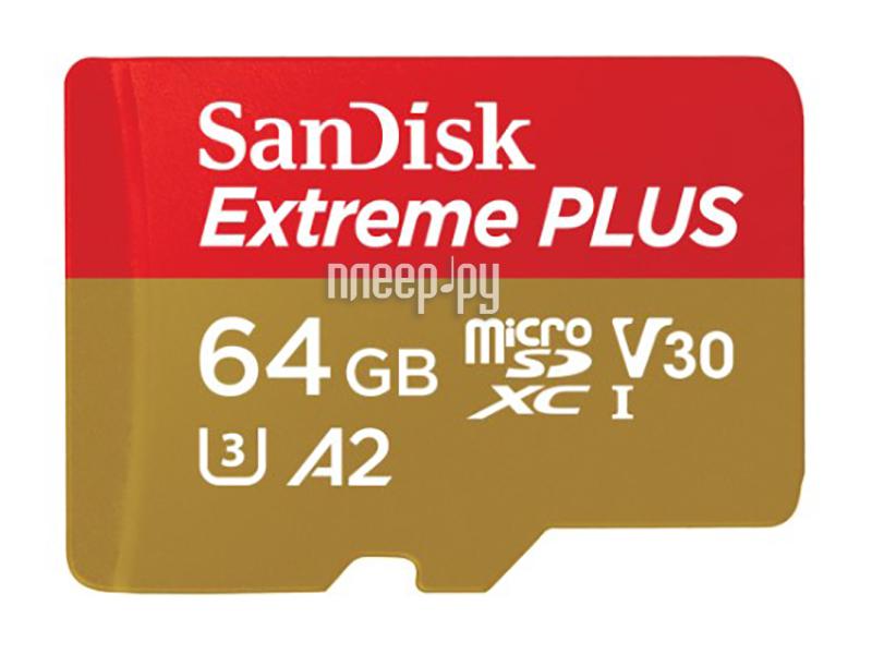 Micro SD 64Gb SanDisk Extreme Plus Class 10 SDSQXBZ-064G-GN6MA+SD adapter