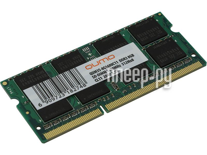 SO-DIMM DDR III 8192MB PC-12800 1600Mhz QUMO (QUM3S-8G1600C11R)