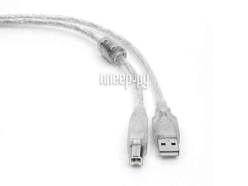 Кабель USB 2.0 A-B 3,0m Gembird (CCF-USB2-AMBM-TR-10) w/ferrite  transparent