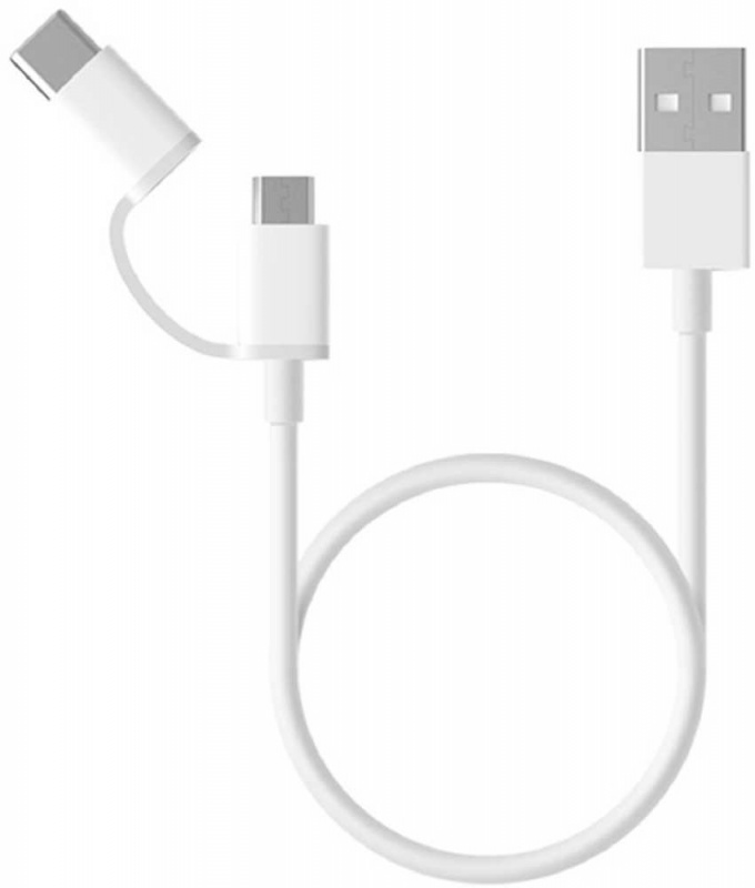 Кабель XIAOMI Mi 2-in-1 USB Type-C (m)/micro USB (m) - USB (m) 0.3м белый [sjv4083ty]