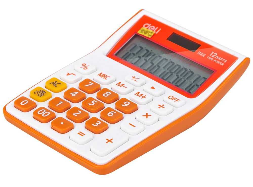 Калькулятор DELI E1122/OR 12-разрядный оранжевый