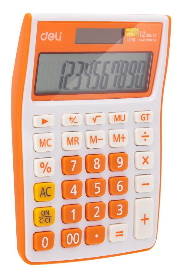 Калькулятор DELI E1238/OR 12-разрядный оранжевый