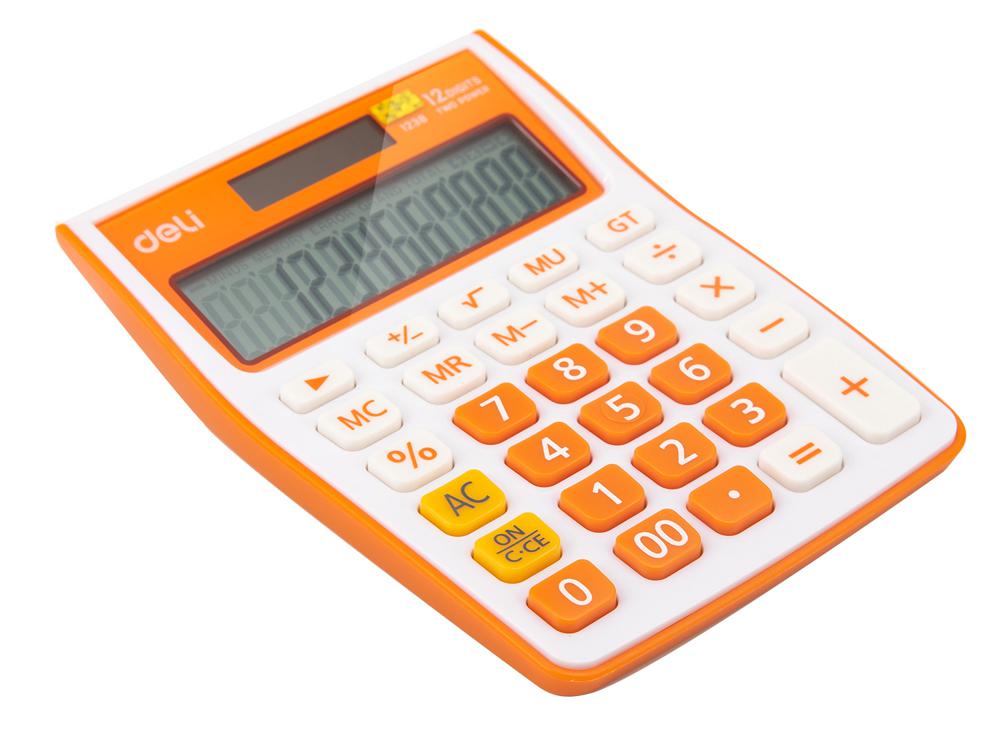 Калькулятор DELI E1238/OR 12-разрядный оранжевый