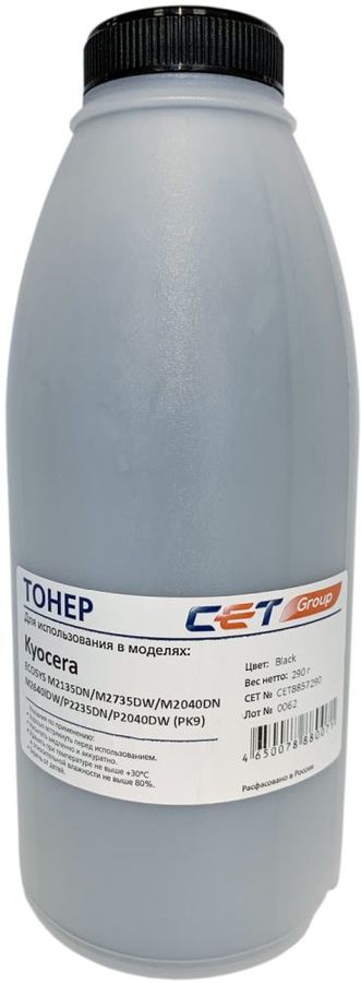 Тонер CET PK9 для Kyocera Ecosys M2135dn/M2735dw/M2040dn/M2640idw/P2235dn/P2040dw черный 290грамм бутылка