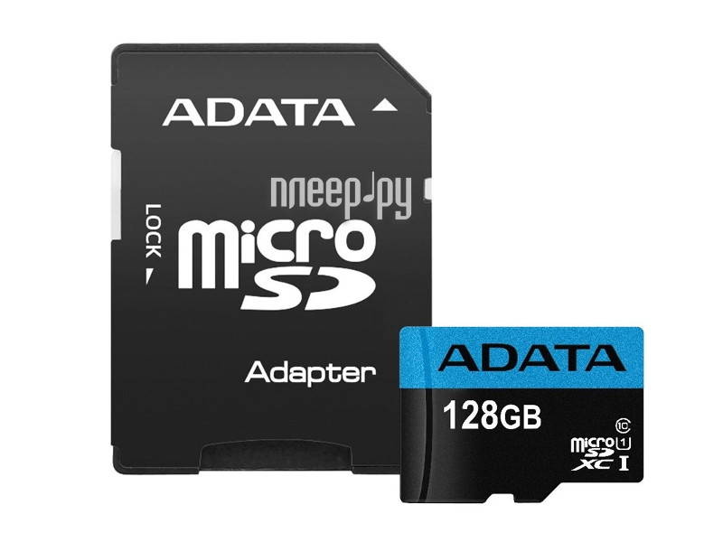 Micro SD 128 Gb A-Data (AUSDX128GUICL10A1-RA1) Class 10 UHS-I U1 + SD-adapter RTL