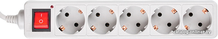 Сетевой фильтр-удлинитель Buro 500SL-1.5-G 1.5м (5 розеток) серый