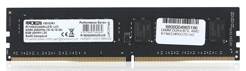 DDR4 8GB PC-19200 2400MHz AMD Radeon R7 Performance Series (R748G2400U2S-UO) CL15 15-15-15-36 1.2V OEM