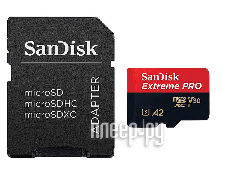 Micro SD 64 Gb SanDisk Class 10 UHS-I A2 C10 V30 U3 Extreme Pro SDSQXCY-064G-GN6MA + adapter
