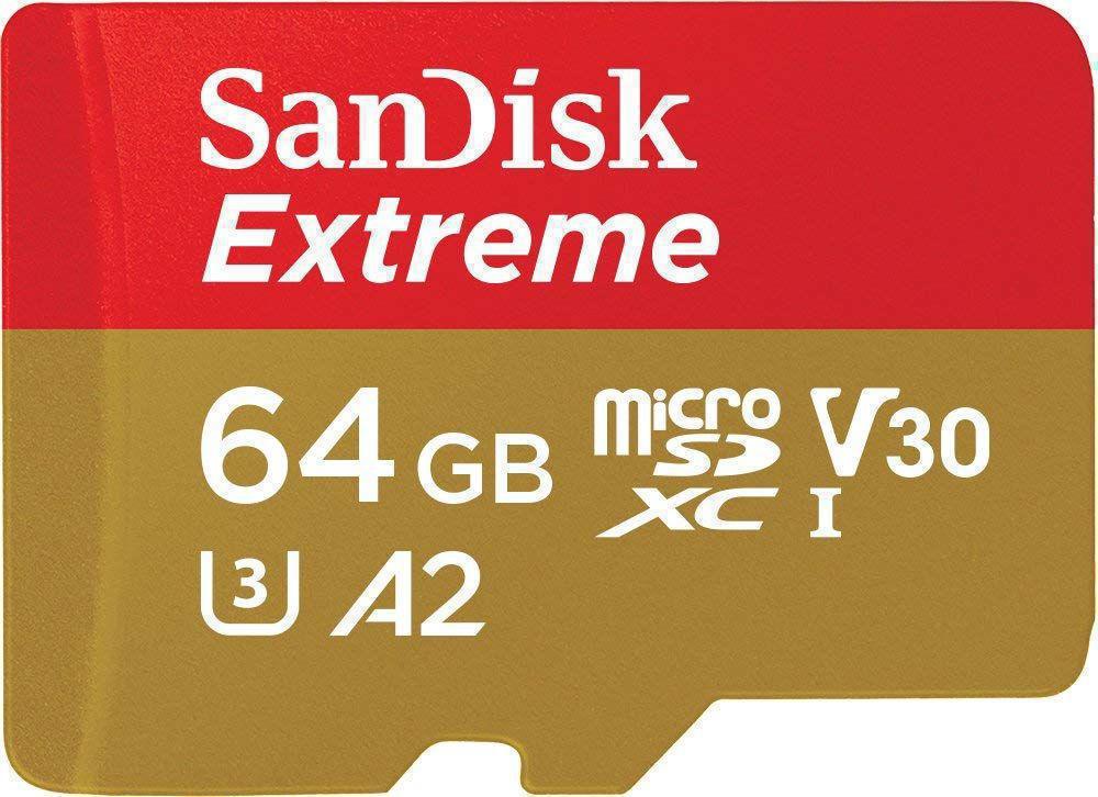 Micro SD 64 Gb SanDisk Extreme Class 10 UHS-I V30 A2 SDSQXA2-064G-GN6MA + adapter