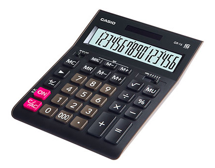 Калькулятор настольный Casio GR-16(-W-EH) Black 16 разрядов