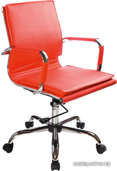 Кресло Бюрократ CH-993-Low/Red низкая спинка красный искусственная кожа крестовина хром