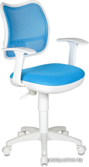 Кресло Бюрократ CH-W797/LB/TW-55 спинка сетка светло-голубой TW-31 сиденье светло-голубой TW-55 (пластик белый)
