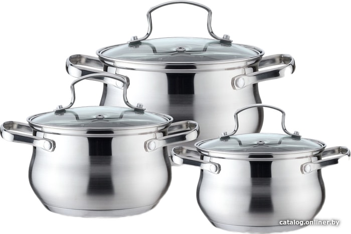 Набор кастрюль Kelli KL-4209, 2,1л, 3л, 4л, нерж.сталь (1x4)