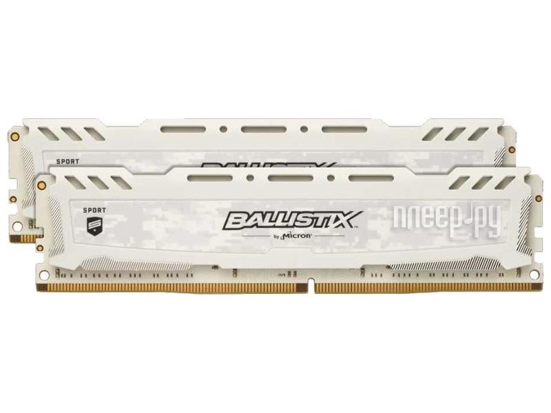 DDR4 16GB KITof2 PC-24000 3000MHz Crucial Ballistix Sport LT White (BLS2K8G4D30AESCK) RTL