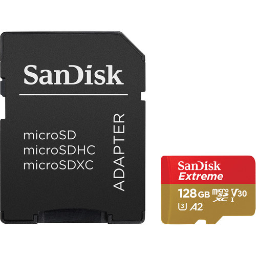 Micro SD 128 Gb SanDisk Class 10 UHS-I A2 C10 V30 U3 Extreme Pro SDSQXCY-128G-GN6MA + adapter