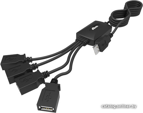 USB HUB RITMIX CR-2405 Black (разветвитель 4 порта, USB 2.0)