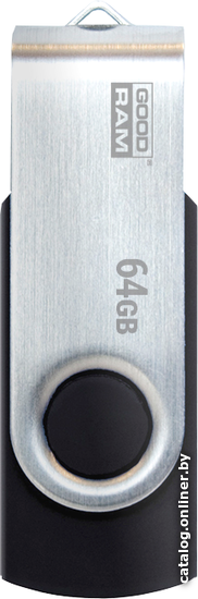 Накопитель USB GOODRAM UTS2 64GB UTS2-0640K0R11 Black (USB2.0, металл/силикон, поворотная крышка, скорость чтения/записи: 20/5 Мб)