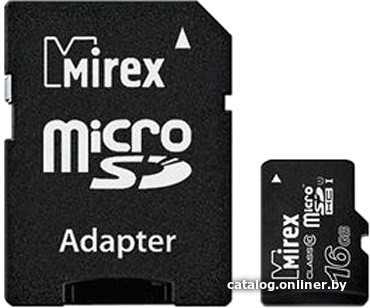 Micro SD 16 Gb Mirex Class 10 (13613-ADSUHS16) + adapter