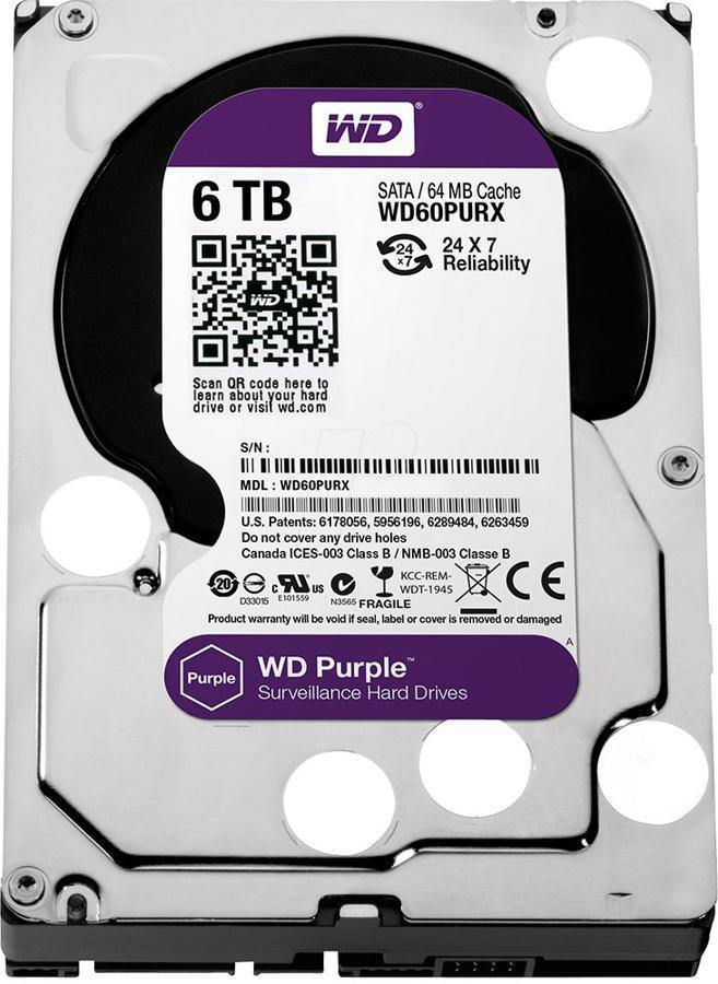 HDD 3.5" SATA-III WD 6TB Purple (WD60PURX) 5400RPM 64Mb 6Gb/s