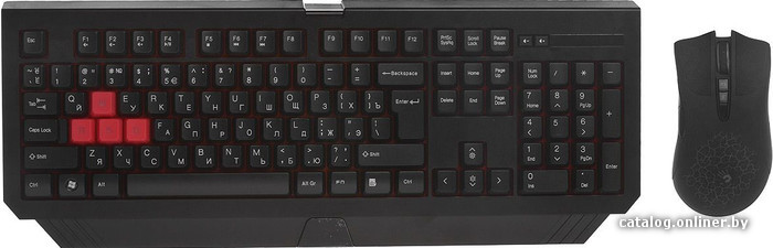 Клавиатура + мышь A4-Tech Bloody B1500, подсветка, черно-красный,USB) RTL