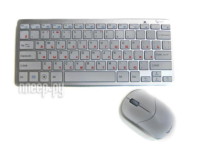 Клавиатура + мышь Gembird KBS-7001-RU, беспров., серебр.-белый, USB, RTL