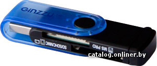 Card reader внутренний 3.5" Ginzzu GR-412B (SDHC/microSDXC/MMC/MS, черно-синий, USB2.0) RTL