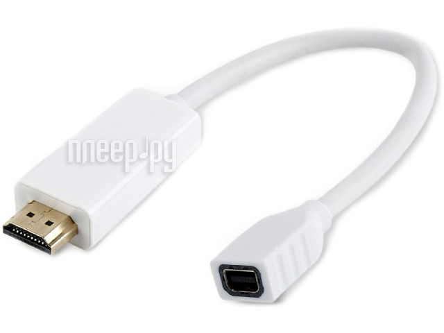 Переходник miniDisplayPort - HDMI, Cablexpert, 20F/19M, длина 10см, белый, пакет (A-mDPF-HDMIM-001-W) OEM