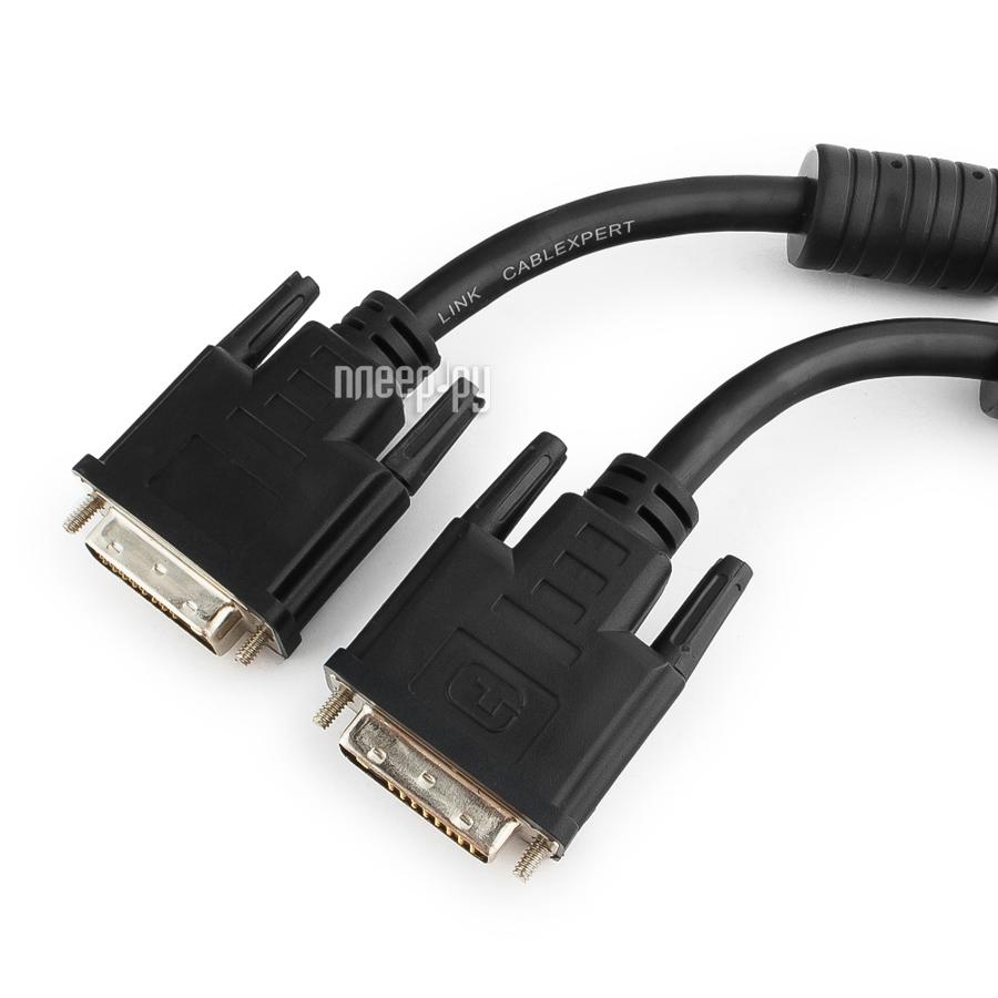 Кабель DVI-D dual link Gembird, 10.0м, black (CC-DVI2-BK-10M) 25M/25M, экран, феррит.кольца, пакет