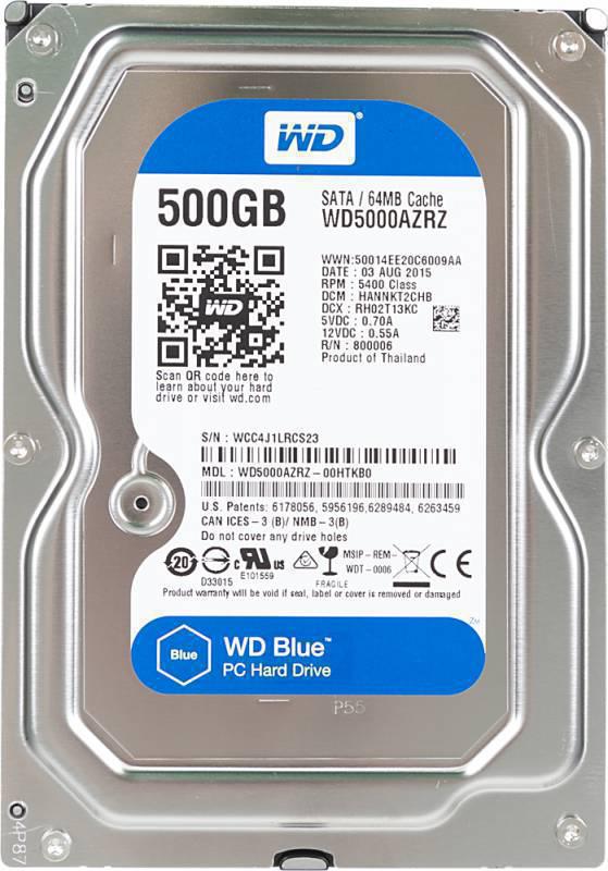 HDD 3.5" SATA-III WD 500GB Caviar Blue (WD5000AZRZ) 5400RPM 64Mb 6Gb/s