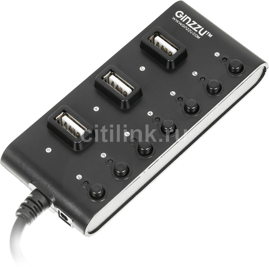USB HUB Ginzzu (GR-487UAB) (USB 2.0, 7 портов)