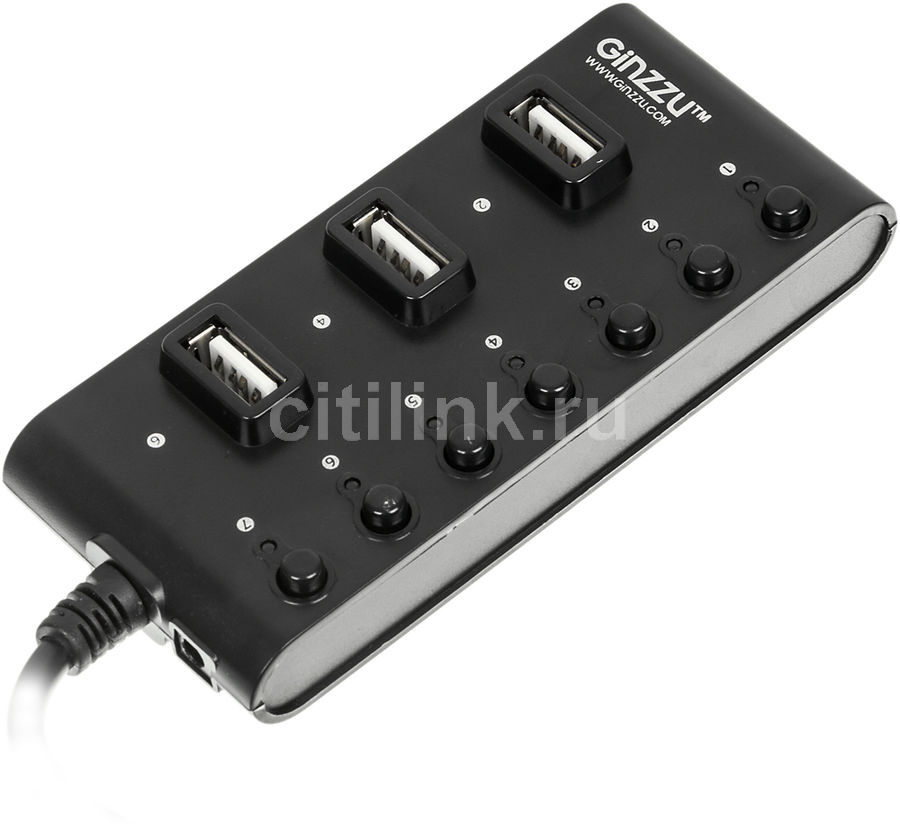 USB HUB Ginzzu (GR-487UB) (USB 2.0, 7 портов)
