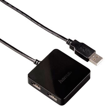 USB HUB Hama Square1:4 (12131) (USB 2.0  портов 4 черный)