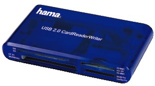 Card reader внешний Hama H-55348 (35в1 USB 2.0 поддерживает SDXC синий)