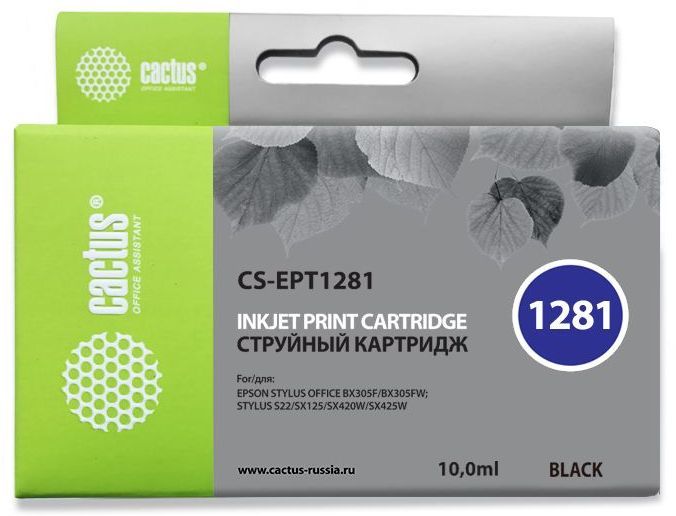 Картридж Cactus CS-EPT1281 черный для Epson Stylus S22/SX125/SX420/SX425 (10ml)