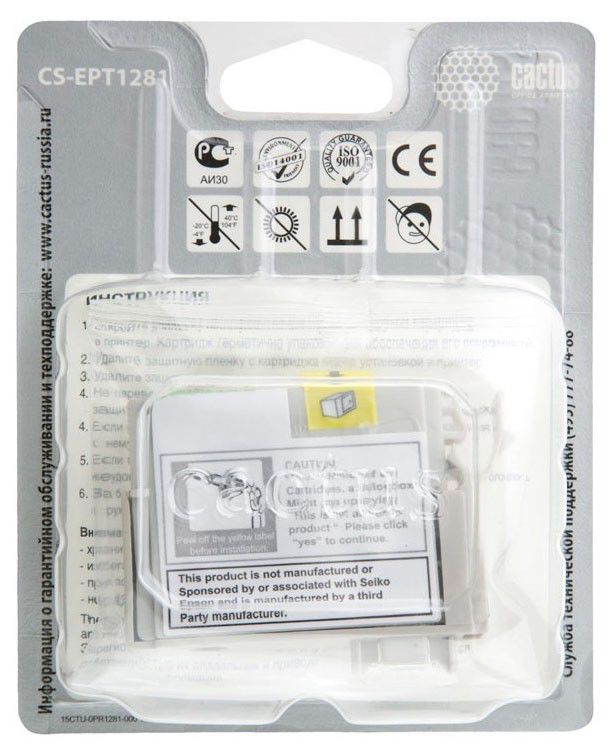 Картридж Cactus CS-EPT1281 черный для Epson Stylus S22/SX125/SX420/SX425 (10ml)