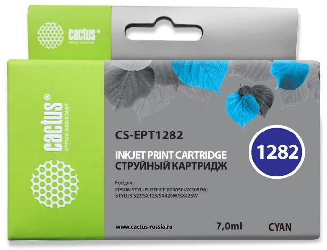 Картридж Cactus CS-EPT1282 голубой для Epson Stylus S22/SX125/SX420/SX425 (7ml)