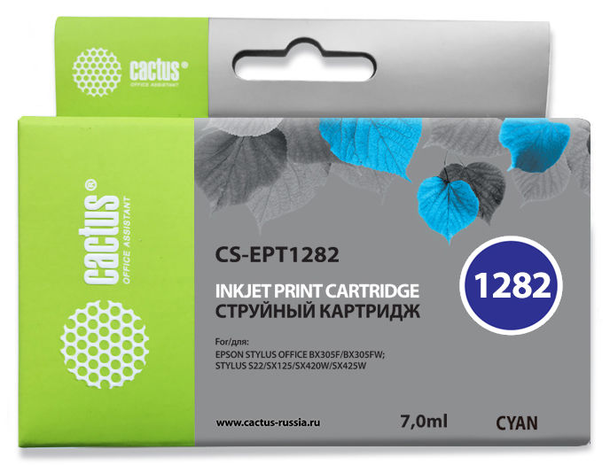 Картридж Cactus CS-EPT1282 голубой для Epson Stylus S22/SX125/SX420/SX425 (7ml)
