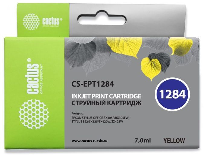 Картридж Cactus CS-EPT1284 желтый для Epson Stylus S22/SX125/SX420/SX425 (7ml)