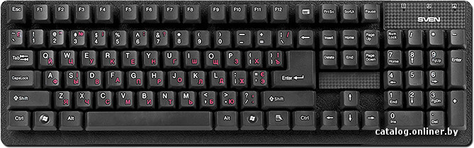 Клавиатура Sven Standard 301 Black (USB + PS/2, 104 кл. + кл. вызова калькулятора)