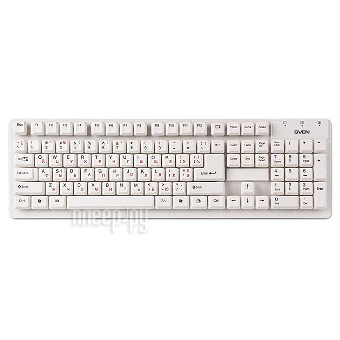 Клавиатура Sven Standard 301 White (USB, 104 кл. + кл. вызова калькулятора)