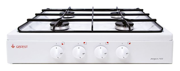 Кухонная плита GEFEST ПГ900 (Настольная газовая плита белого цвета с термостойкой эмалированной поверхностью. Фиксированное положение "малое пламя".)