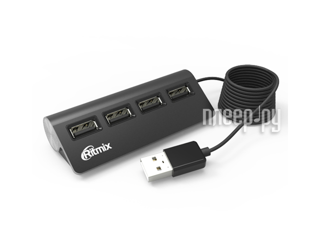 USB HUB RITMIX CR-2400 Black (разветвитель 4 порта, USB 2.0)