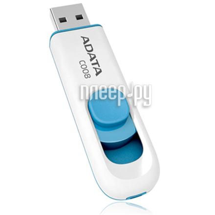 16 Gb A-Data C008 White/Blue (AC008-16G-RWE) (выдвижной/пластик) USB 2.0 Retail