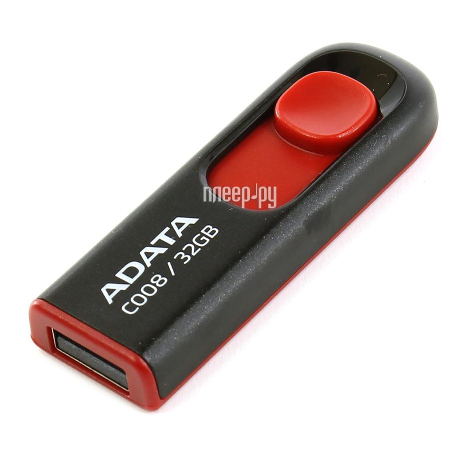 32 Gb A-Data C008 Black-Red (AC008-32G-RKD), USB 2.0 Retail