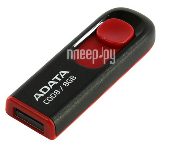 8 Gb A-Data C008 (AC008-8G-RKD), USB 2.0, Black-Red