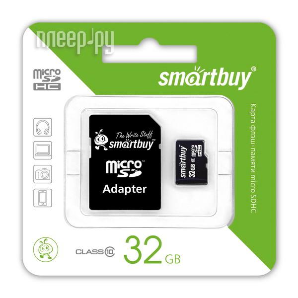 Micro SD 32 Gb SmartBuy Class10 (SB32GBSDCL10-01) + SD adapter RTL
